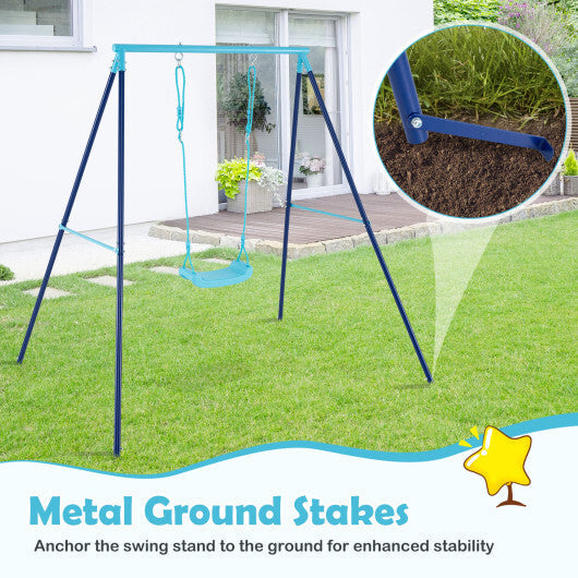 Outdoor Heavy Duty Metal Toddler Swing Set with Stand-Orange LuxuryLifeWay Online Store