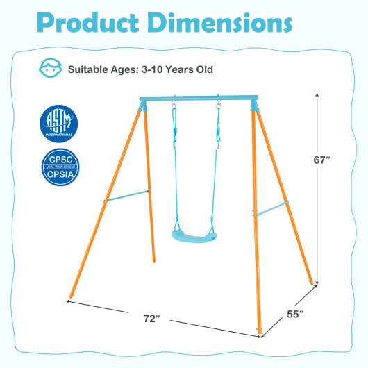 Outdoor Heavy Duty Metal Toddler Swing Set with Stand-Orange LuxuryLifeWay Online Store