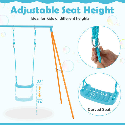 Outdoor Heavy Duty Metal Toddler Swing Set with Stand-Orange LuxuryLifeWay Online Store