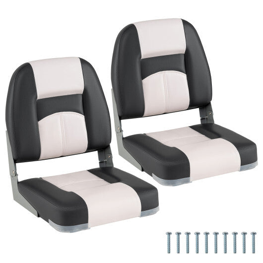 2-Pack Boat Seats with Thick Sponge Padding and Fixing Bolts-Gray LuxuryLifeWay Online Store