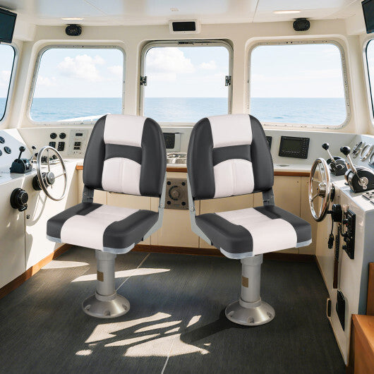 2-Pack Boat Seats with Thick Sponge Padding and Fixing Bolts-Gray LuxuryLifeWay Online Store