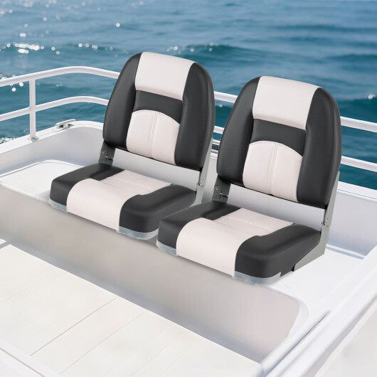 2-Pack Boat Seats with Thick Sponge Padding and Fixing Bolts-Gray LuxuryLifeWay Online Store