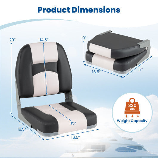 2-Pack Boat Seats with Thick Sponge Padding and Fixing Bolts-Gray LuxuryLifeWay Online Store
