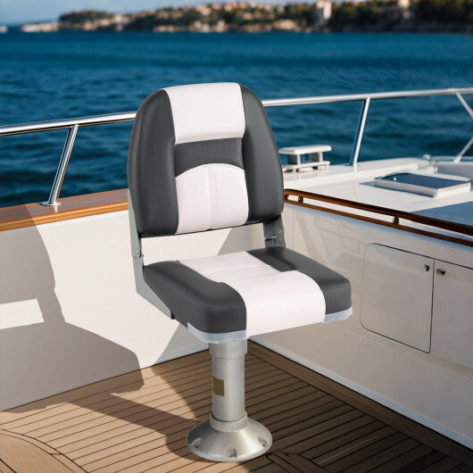 2-Pack Boat Seats with Thick Sponge Padding and Fixing Bolts-Gray LuxuryLifeWay Online Store
