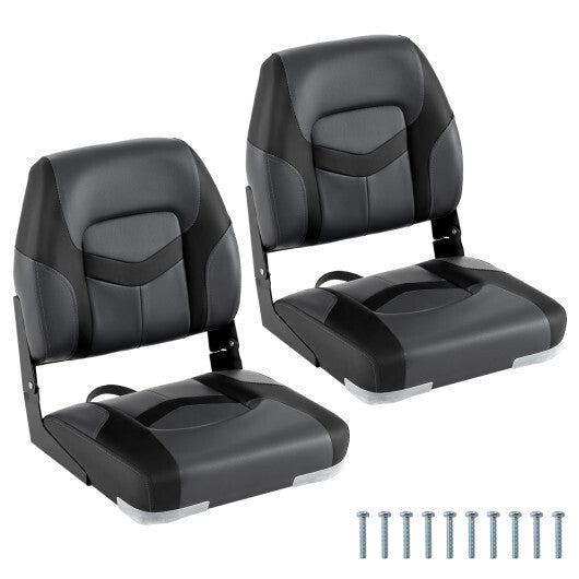 2-Pack Boat Seats with Fixing Bolts and Hinges-Black LuxuryLifeWay Online Store