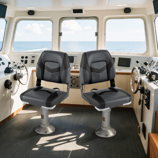 2-Pack Boat Seats with Fixing Bolts and Hinges-Black LuxuryLifeWay Online Store