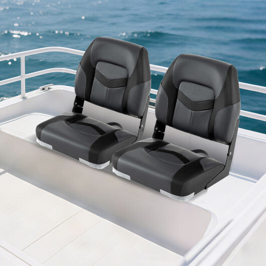 2-Pack Boat Seats with Fixing Bolts and Hinges-Black LuxuryLifeWay Online Store