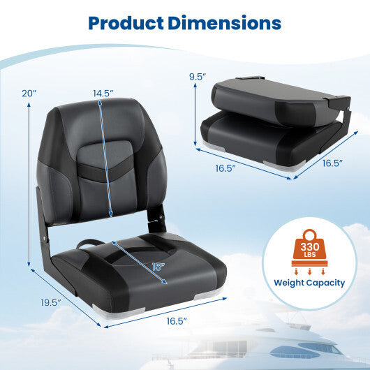 2-Pack Boat Seats with Fixing Bolts and Hinges-Black LuxuryLifeWay Online Store