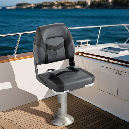 2-Pack Boat Seats with Fixing Bolts and Hinges-Black LuxuryLifeWay Online Store