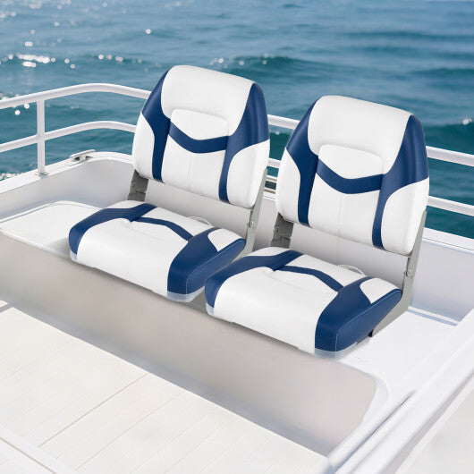 2-Pack Boat Seats with Fixing Bolts and Hinges-Black LuxuryLifeWay Online Store