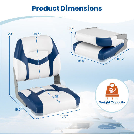 2-Pack Boat Seats with Fixing Bolts and Hinges-Black LuxuryLifeWay Online Store