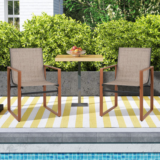 Outdoor Dining Chairs with Breathable Seat and Backrest Set of 2-Brown LuxuryLifeWay Online Store