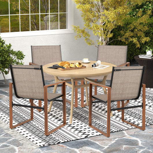Outdoor Dining Chairs with Breathable Seat and Backrest Set of 2-Brown LuxuryLifeWay Online Store