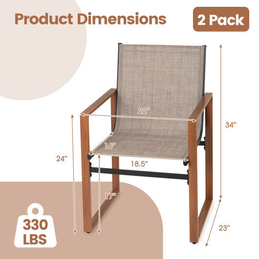 Outdoor Dining Chairs with Breathable Seat and Backrest Set of 2-Brown LuxuryLifeWay Online Store