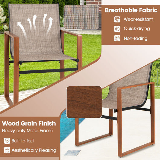Outdoor Dining Chairs with Breathable Seat and Backrest Set of 2-Brown LuxuryLifeWay Online Store