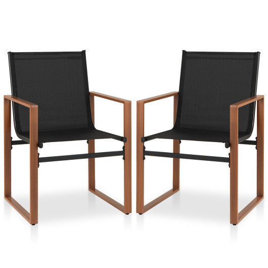 Outdoor Dining Chairs with Breathable Seat and Backrest Set of 2-Brown LuxuryLifeWay Online Store