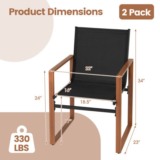 Outdoor Dining Chairs with Breathable Seat and Backrest Set of 2-Brown LuxuryLifeWay Online Store
