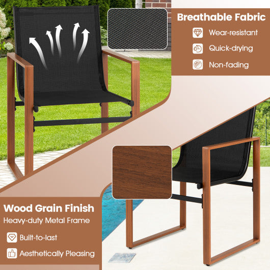 Outdoor Dining Chairs with Breathable Seat and Backrest Set of 2-Brown LuxuryLifeWay Online Store
