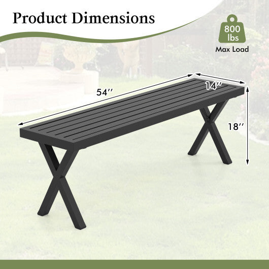 Patio Metal Bench with Slatted Seat and X Legs LuxuryLifeWay Online Store