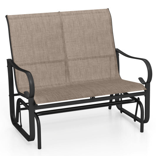 2-Person Outdoor Glider Bench with High Backrest-Brown LuxuryLifeWay Online Store