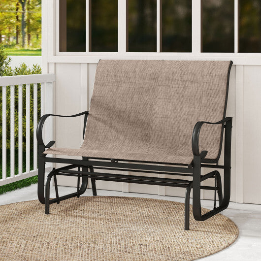 2-Person Outdoor Glider Bench with High Backrest-Brown LuxuryLifeWay Online Store