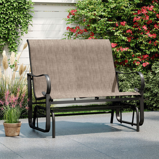 2-Person Outdoor Glider Bench with High Backrest-Brown LuxuryLifeWay Online Store