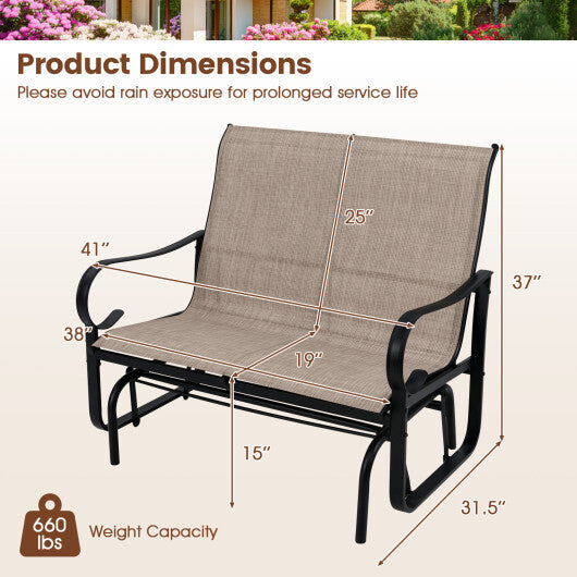 2-Person Outdoor Glider Bench with High Backrest-Brown LuxuryLifeWay Online Store
