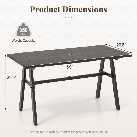 Outdoor Dining Tale for 6 with 1.93 Inch Umbrella Hole for Garden-Dark Brown LuxuryLifeWay Online Store