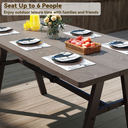 Outdoor Dining Tale for 6 with 1.93 Inch Umbrella Hole for Garden-Dark Brown LuxuryLifeWay Online Store