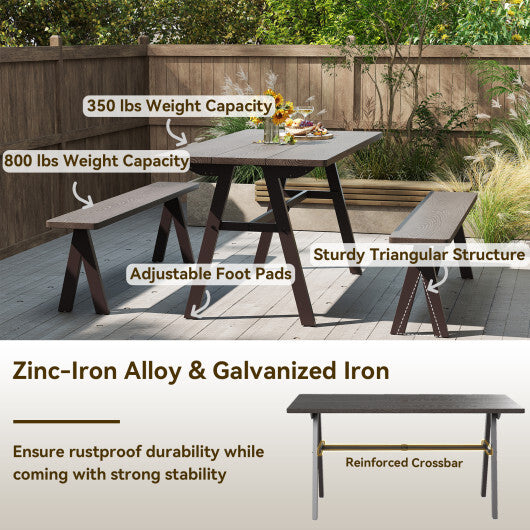 3-Person Outdoor Bench Set of 2 with 800 LBS Bearing Capacity LuxuryLifeWay Online Store