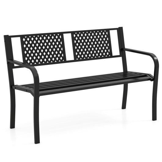 Outdoor Bench Metal Loveseat Patio Bench for 2-3-Person-Black LuxuryLifeWay Online Store