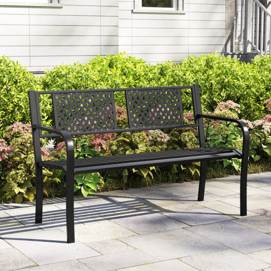 Outdoor Bench Metal Loveseat Patio Bench for 2-3-Person-Black LuxuryLifeWay Online Store