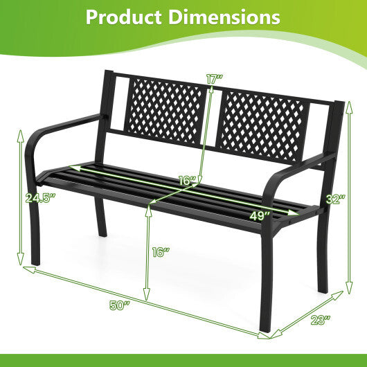 Outdoor Bench Metal Loveseat Patio Bench for 2-3-Person-Black LuxuryLifeWay Online Store