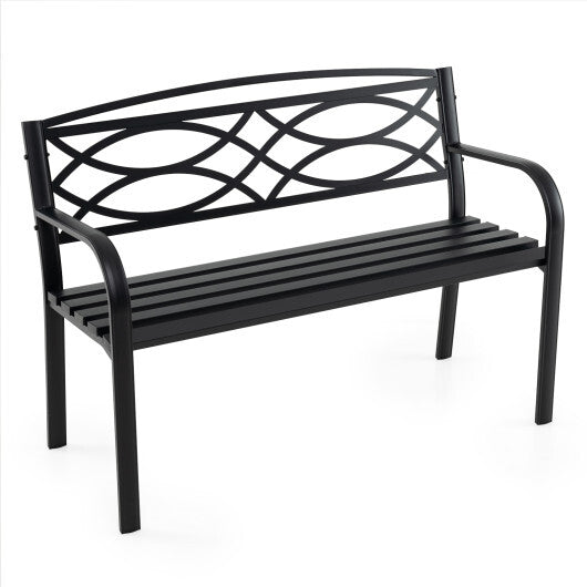 Garden Bench with Curved Armrests and Backrest-Black LuxuryLifeWay Online Store