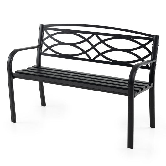 Garden Bench with Curved Armrests and Backrest-Black LuxuryLifeWay Online Store