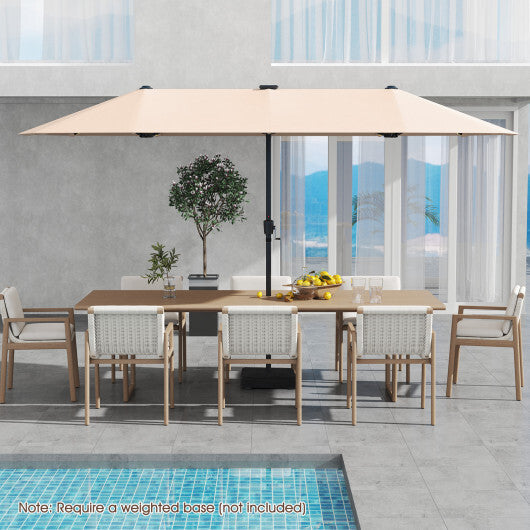 13 FT Large Patio Umbrella with LED Solar Lights and Crank Handle-Orange LuxuryLifeWay Online Store