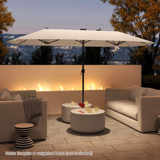 13 FT Large Patio Umbrella with LED Solar Lights and Crank Handle-Orange LuxuryLifeWay Online Store