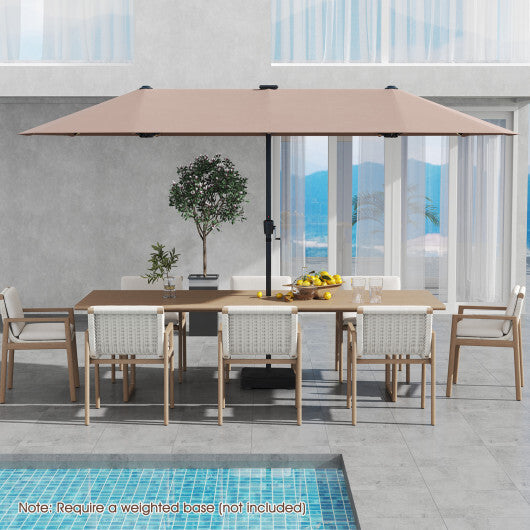 13 FT Large Patio Umbrella with LED Solar Lights and Crank Handle-Orange LuxuryLifeWay Online Store