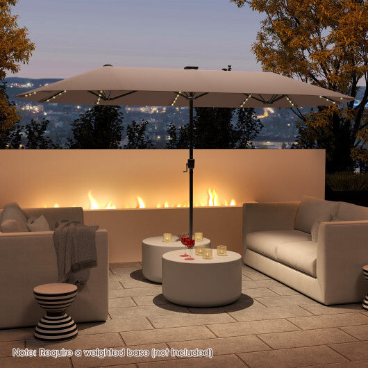 13 FT Large Patio Umbrella with LED Solar Lights and Crank Handle-Orange LuxuryLifeWay Online Store