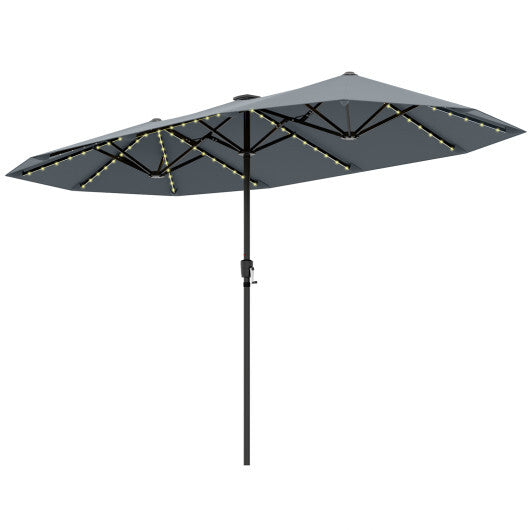 13 FT Large Patio Umbrella with LED Solar Lights and Crank Handle-Orange LuxuryLifeWay Online Store