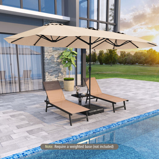 15.5 FT Extra-Large Patio Umbrella with LED Solar Lights and Crank Handle-Beige LuxuryLifeWay Online Store