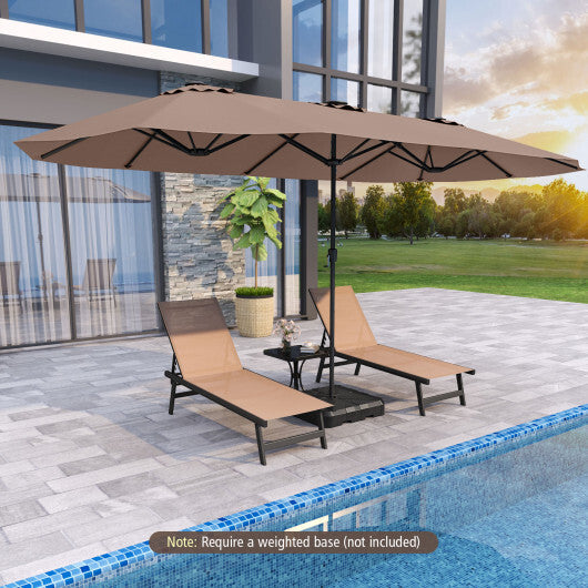 15.5 FT Extra-Large Patio Umbrella with LED Solar Lights and Crank Handle-Beige LuxuryLifeWay Online Store