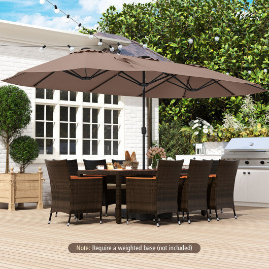 15.5 FT Extra-Large Patio Umbrella with LED Solar Lights and Crank Handle-Beige LuxuryLifeWay Online Store