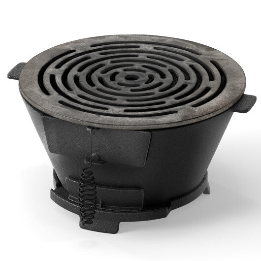 Round Hibachi Grill Outdoor Portable Charcoal Stove with 12 Inch Double-Sided Grate-Black LuxuryLifeWay Online Store