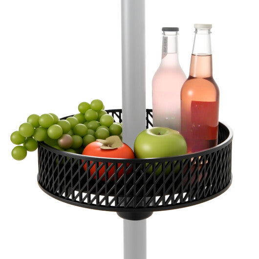 Patio Umbrella Table Tray Adjustable with Storage and Umbrella Poles-Black LuxuryLifeWay Online Store