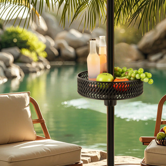 Patio Umbrella Table Tray Adjustable with Storage and Umbrella Poles-Black LuxuryLifeWay Online Store