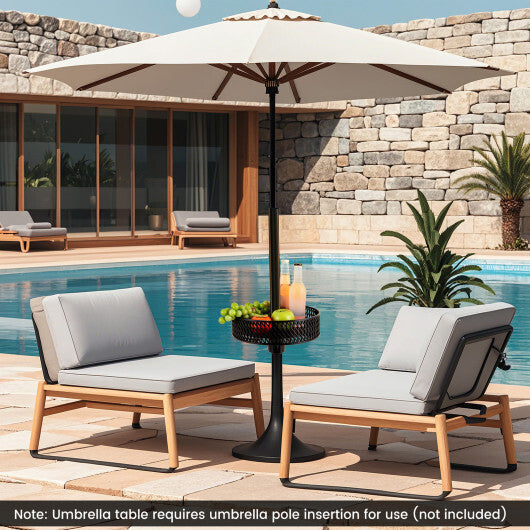 Patio Umbrella Table Tray Adjustable with Storage and Umbrella Poles-Black LuxuryLifeWay Online Store
