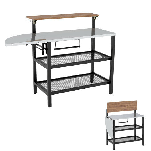 Outdoor Foldable Grill Table with Flip-Up Top and 2 Storage Shelves for Backyard Garden LuxuryLifeWay Online Store