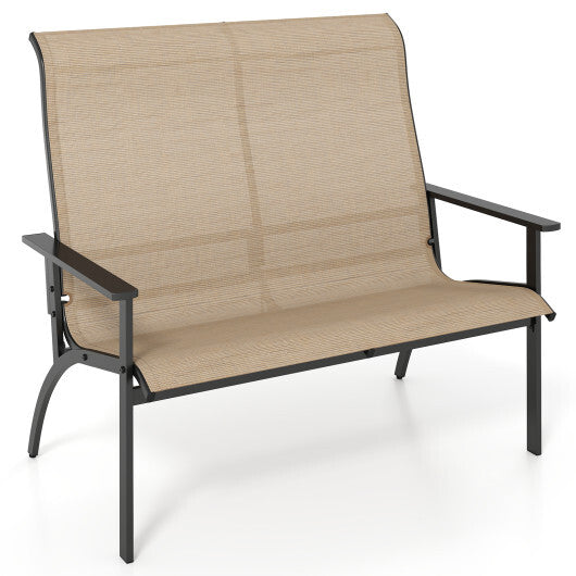 2-Person Patio Garden Bench with High Back and Armrests-Coffee LuxuryLifeWay Online Store