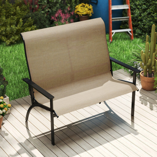 2-Person Patio Garden Bench with High Back and Armrests-Coffee LuxuryLifeWay Online Store